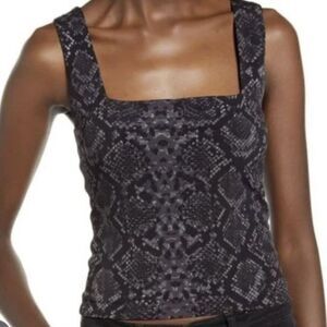 LEITH Size Small Snakeskin Tank Top Sleeveless Black Gray